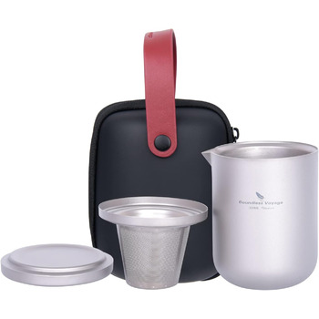 Чай iBasingo для одного набора, титановый чайник для путешествий на открытом воздухе со вставкой, портативный китайский чайный набор для кунг-фу, двухслойный чайник с ситечком для чая и 3 мини-кружкой 40 мл, чайная чашка Ti3105D (чайник Ti3103d с фильтром