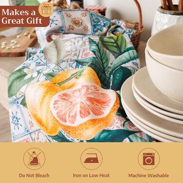 Бавовняні килимки для серветок, набір з 4 шт. , декоративні килимки для серветок, пасхальні килимки, що миються, для свят, вечерь, весни, літа (33 см x 48 см) (026 - Цитрус), 39Hermine 100