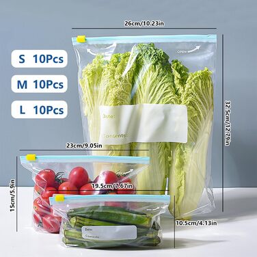 Вакуумные пакеты 30 пакетов 10,5 х 19,5/15 х 23/32,5 х 26 см ZDNT