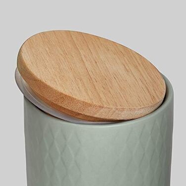 Керамічні банки для зберігання SPRINGLANE з дерев'яною кришкою М'ята, гумова дерев'яна кришка, банки для зберігання, коробки для зберігання продуктів - ( світло-зелений 10x18 см)