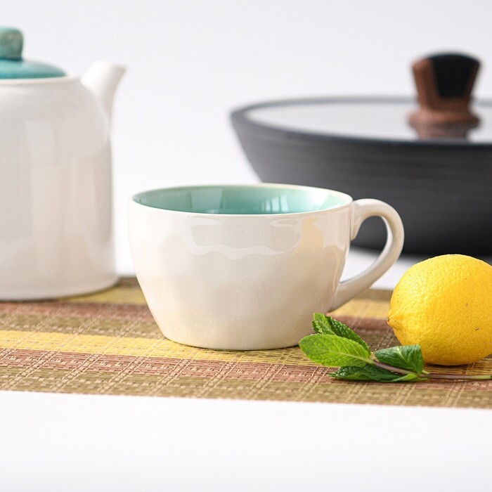 Кухоль Fissman CELINE 440 мл, колір лазурний кераміка (6230)