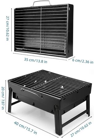 Портативний гриль для барбекю 40 x 27 x 20 см, черный Uten
