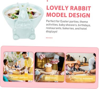 Керамічна миска у формі кролика на Великдень синя Holibanna