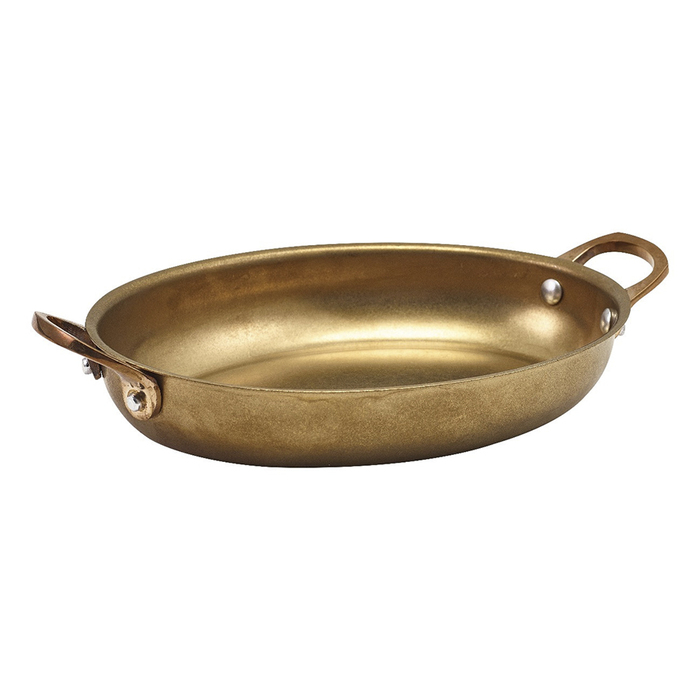 Сковорода для подачи 20.75*15.75 см, 700 мл, овальная, металлическая, Gold Vintage Steel, GenWare