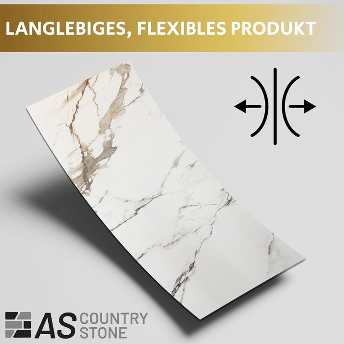 Стінові панелі AS Country Stone під мармур 60x120 см ПВХ-облицювання стіни з пластикових панелей для кухні, ванної кімнати тощо Панель кухонного фартуха (4 шт., вертикальна)