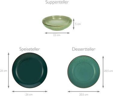 Серія Nature Collection Scandinavia, набір посуду з 16 предметів, комбінований сервіз з кераміки (обідній сервіз, Green Life), 19984