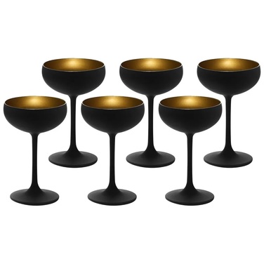 Келихи для шампанського 230 мл, набір 6 предметів, чорний/золотистий Elements Stölzle Lausitz