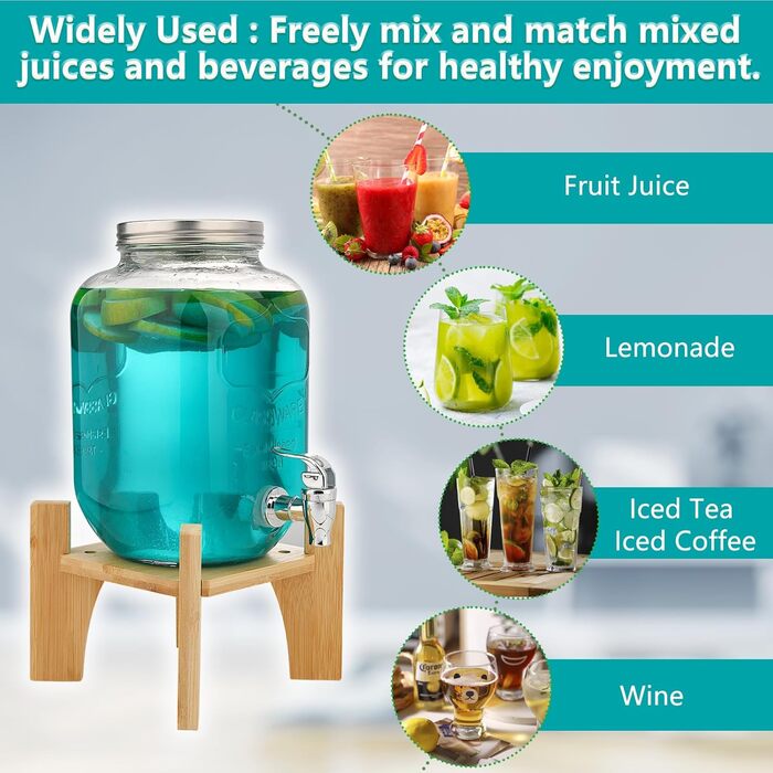 Диспенсер для напитков стеклянный с краном 2 шт по 4 л Hiziwimi