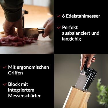 Набор ножей из нержавеющей стали с самозатачивающимся блоком Ausker