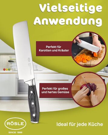 Японський кухарський ніж накірі 18 см Wolfgrey Rosle