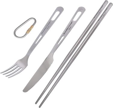 Безмежна подорож Титановий посуд Кемпінговий ніж і виделка Ложка Домашнє використання Набір столових приборів для подорожей для кемпінгу (Ti1529BQ)