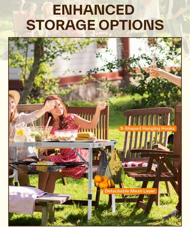 Складаний кемпінговий стіл з регульованою висотою 90 x 60 см Sportneer