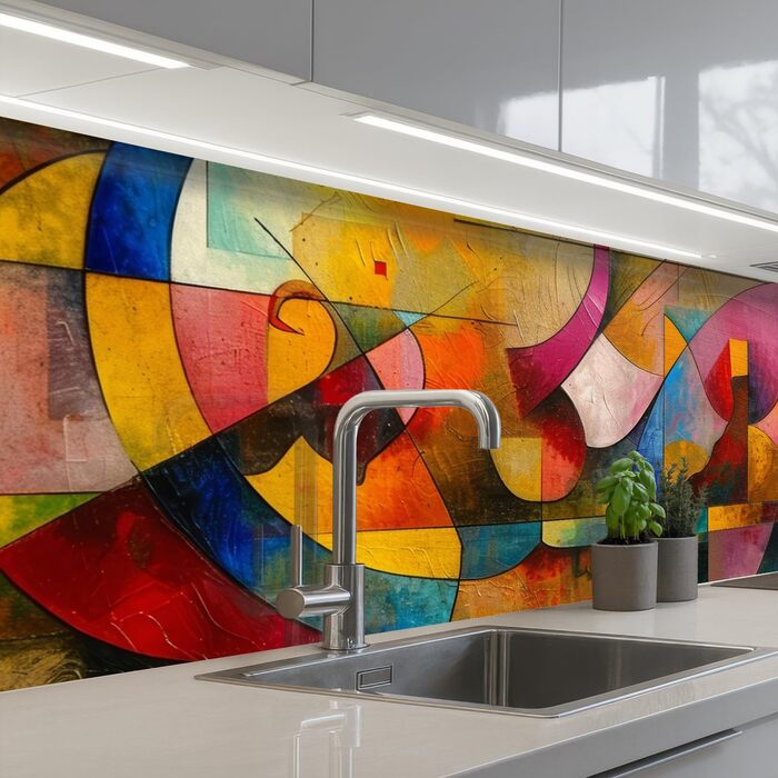 Кухонний фартух 60x80 см Самоклеючий настінний захисний екран для кухні Кухонний фартух Кухонні фасади Кухонні фартухи Кухонна стіна Вода - Пейзаж - (Мистецтво - Абстрактне, 60 x 200 см)