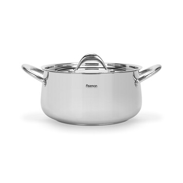 Каструля Fissman ABSOLUTE PRO 24x12 см / 5,6 л зі скляною кришкою нержавіюча сталь (5547)