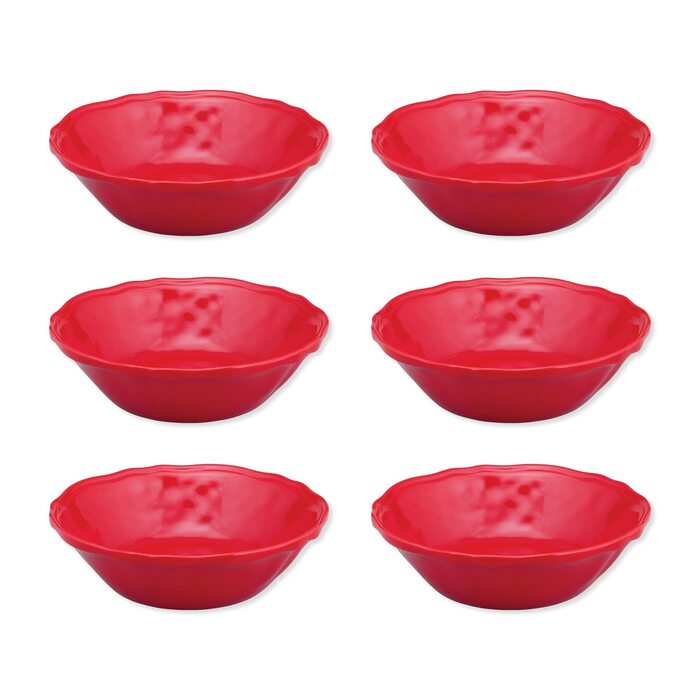 Набір меламінових мисок UP ware, миски у формі квітки для пасти, рису, супу та салату, без BPA, придатні для миття в посудомийній машині, ударостійкі, сині, 17,8 см, 6 предметів (святковий червоний)