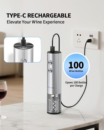 Електричний акумуляторний відкривач для вина з ножем для фольги CIRCLE JOY