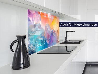 Фартух для плити timalo, настінна раковина, кухонний фартух зі скляним виглядом Акрилове скло 2 мм Скляний фартух, акрилові скляні кухонні панелі, захисна панель для фартуха Мармурове біле золото (60x52 см, 77 кольорових кристалів)