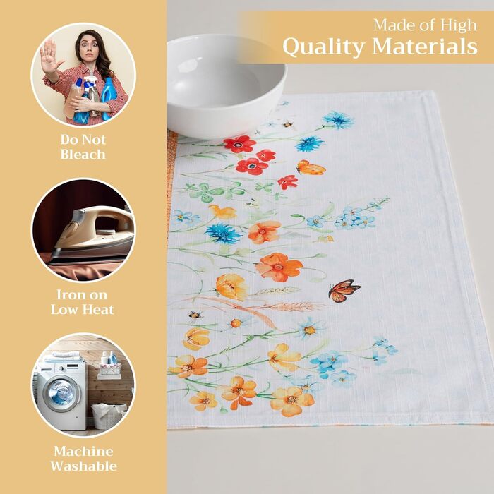 Бавовняні килимки для серветок, набір з 4 шт. , декоративні килимки для серветок, пасхальні килимки, що миються, для свят, вечерь, весни, літа (33 см x 48 см) (029 - Літній шепіт), 39Hermine 100