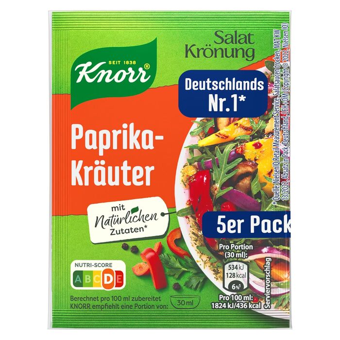 Заправка для салату Knorr з травами для смачної заправки з натуральними інгредієнтами* 15 шт. 5 шт. (паприка з травами)