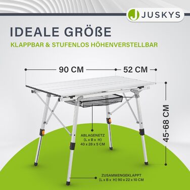 Складной алюминиевый стол 90x52 см Juskys