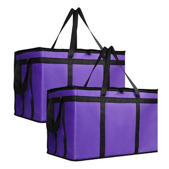 Складні, ізольовані сумки для їжі з шарами, чудово зберігають тепло для кемпінгу та пікніків, водонепроникна сумка-холодильник для кемпінгу (фіолетового кольору), 2