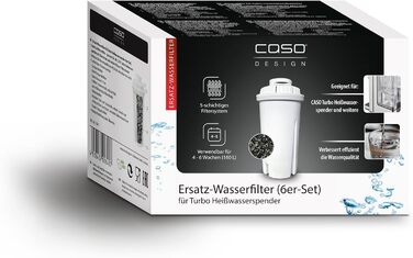 Сменный фильтр для воды CASO (набор из 6 шт.) - для диспенсеров горячей воды, улучшения качества воды, уменьшения известкового налета, хлора и загрязняющих веществ, 5-слойного принципа фильтрации