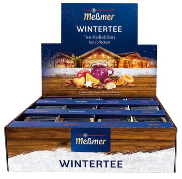 Чай Месмер - 48 чайних пакетиків 24 різновидів Атмосферний дизайн для демонстрації Різдвяний календар ідеально підходить як подарунок Фруктовий та трав&39яний чай (Зимова колекційна чайна коробка, 12 x 15 чайних пакетиків)
