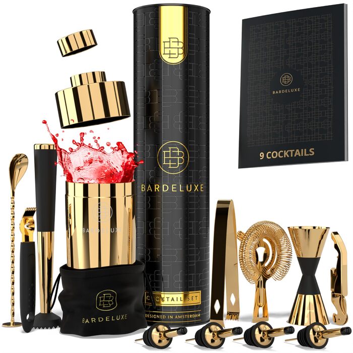 Набір для коктейлів преміум 12 предметів золотий BarDeluxe