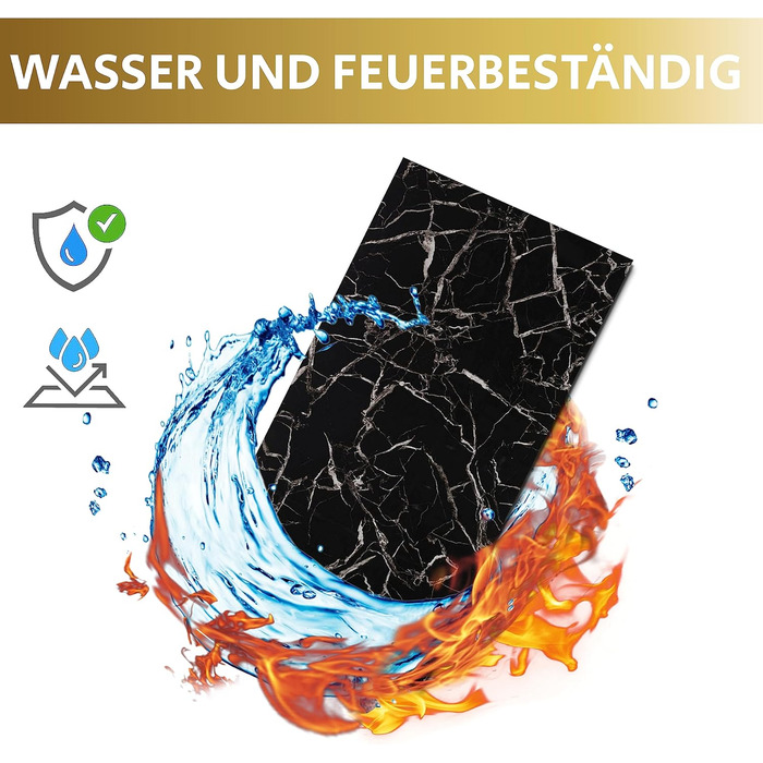 Стінові панелі AS Country Stone під мармур 60x120 см ПВХ-облицювання стіни з пластикових панелей для кухні, ванної кімнати тощо Панель кухонного фартуха (, чорно-білий)