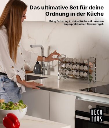 Підставка для спецій трирівнева з 24 баночками, хромована Deco haus