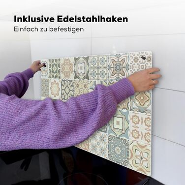 Фартух для плити, кухонний фартух, вініл, 78x52 см, декор для кухні, облицювання стіни, кришка плити - сіро-чорна (зразок - плитка, 51,5Д x 83Ш см)