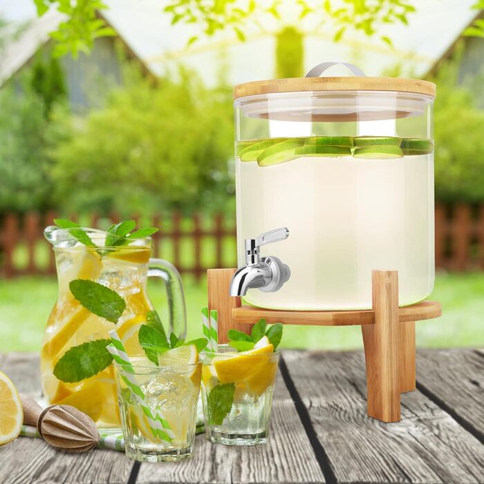 Диспенсер для напитков стеклянный с краном 5 л Hiziwimi
