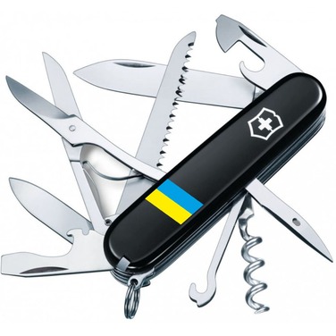 Ніж Victorinox Huntsman Ukraine 91мм/15функ/чорн /Прапор України