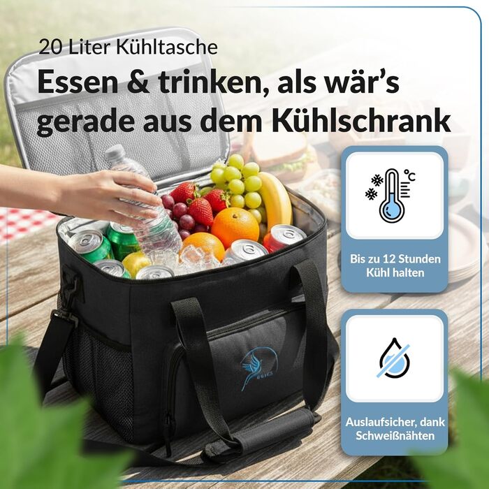 Термосумка для кемпинга 20 л черная Obics