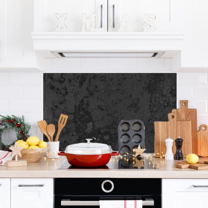 Дизайнерський кухонний фартух з алюмінієвого композиту, кухонний фартух, товщина 3 мм, 60x100 см, (натуральний камінь чорного кольору)