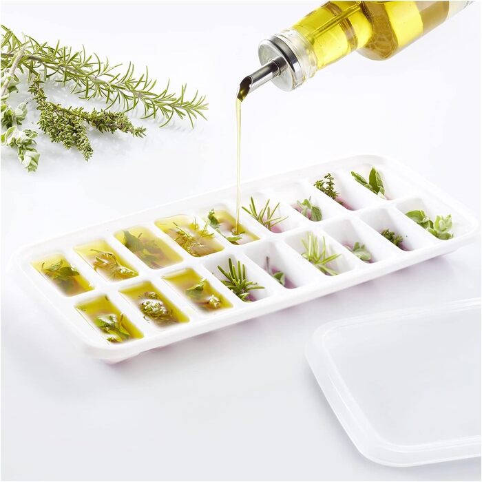 Льодогенератор Westmark Ice Cube Maker Cube форма для льоду з кришкою, для приготування 6 великих кубиків льоду, прозорий/червоний/білий пластик, без BPA, великий (напівкруглий, маленький)