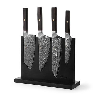 Кулінарний набір ножів з дамаської сталі Sycamore 6 ножів, 67 шарів, ядро VG10, твердість 602 HRC, ручки з клена, хлібний ніж із серрейторною заточкою, магнітний тримач для ножів, професійні кухонні ножі для точного нарізання (Culinary Asia)