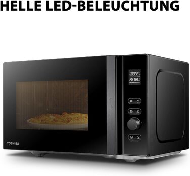 Мікрохвильова піч Toshiba MW3-AG20PE(BK) з грилем 20 л 3-в-1, розморожування шеф-кухаря, мікрохвильова піч, гриль, комбінована піч, 5 рівнів потужності, 8 автоматичних програм, легке очищення, чорний колір (20 л Solo Digital)