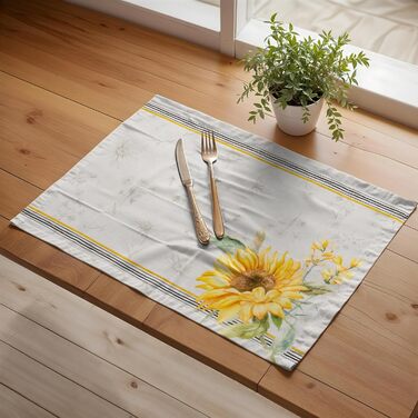 Бавовняні килимки для серветок, набір з 4 шт. , декоративні килимки для серветок, пасхальні килимки, що миються, для свят, вечерь, весни, літа (33 см x 48 см) (048 - Candice), 39Hermine 100