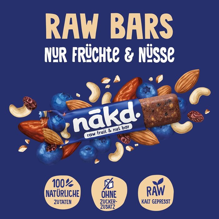 Батончики з фруктів та горіхів 18 x 35 г чорниця Nakd
