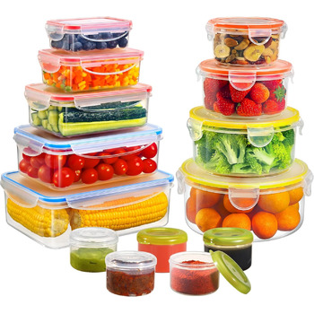 Контейнери для зберігання харчових продуктів з кришками, 16 шт. (8 контейнерів, 8 кришок), набір контейнерів для зберігання, 100 герметичні, без BPA, 0,24-1,5 л (SE-28PCS)