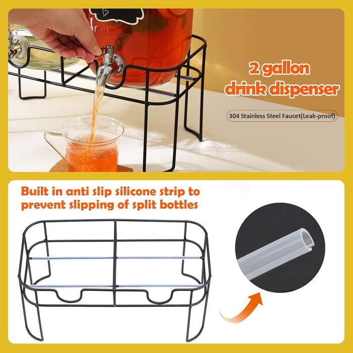 Диспенсер для напоїв зі стійкою 2 шт 4 л MallCreaty