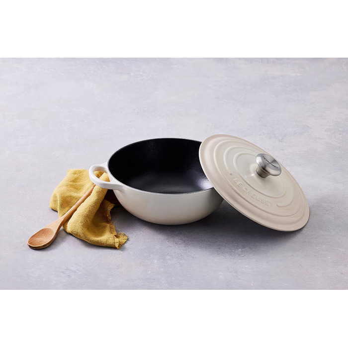 Чавунна каструля Le Creuset Signature La Marmite, 24 см, 4,1 л, колір Meringue (підходить для всіх типів плит, включаючи індукційні)