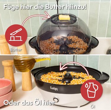 Машина для попкорну 5 л, 800 Вт чорно-біла Gadgy