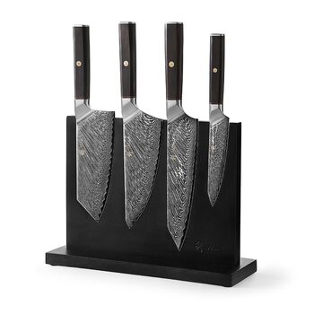 Кулінарний набір ножів з дамаської сталі Sycamore 6 ножів, 67 шарів, ядро VG10, твердість 602 HRC, ручки з клена, хлібний ніж із серрейторною заточкою, магнітний тримач для ножів, професійні кухонні ножі для точного нарізання (Culinary Asia)