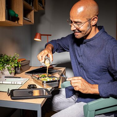 Контейнер для хранения 1 л прямоугольный с разделителем и бамбуковой крышкой FLEXX 2GO Rosle