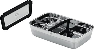 Контейнер для хранения 1 л прямоугольный с разделителем и бамбуковой крышкой FLEXX 2GO Rosle