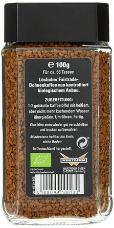 Розчинна кава Mount Hagen, 100 г (чорна, 16,67 г (36 шт.))