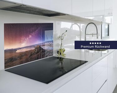 Кухонний фартух timalo зі скляним виглядом Акрилове скло 2 мм Бризкозахисна стіна для плити, скляний фартух, акрилова скляна настінна панель, захисна панель для фартуха Бетонно-блакитно-сірий (60x52 см, 204- Чумацький Шлях)