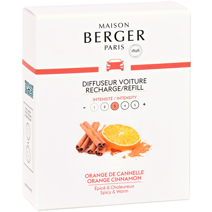 Картридж для диффузора для автомобиля Maison Berger Paris с ароматом ORANGE CINNAMON, 2 шт.